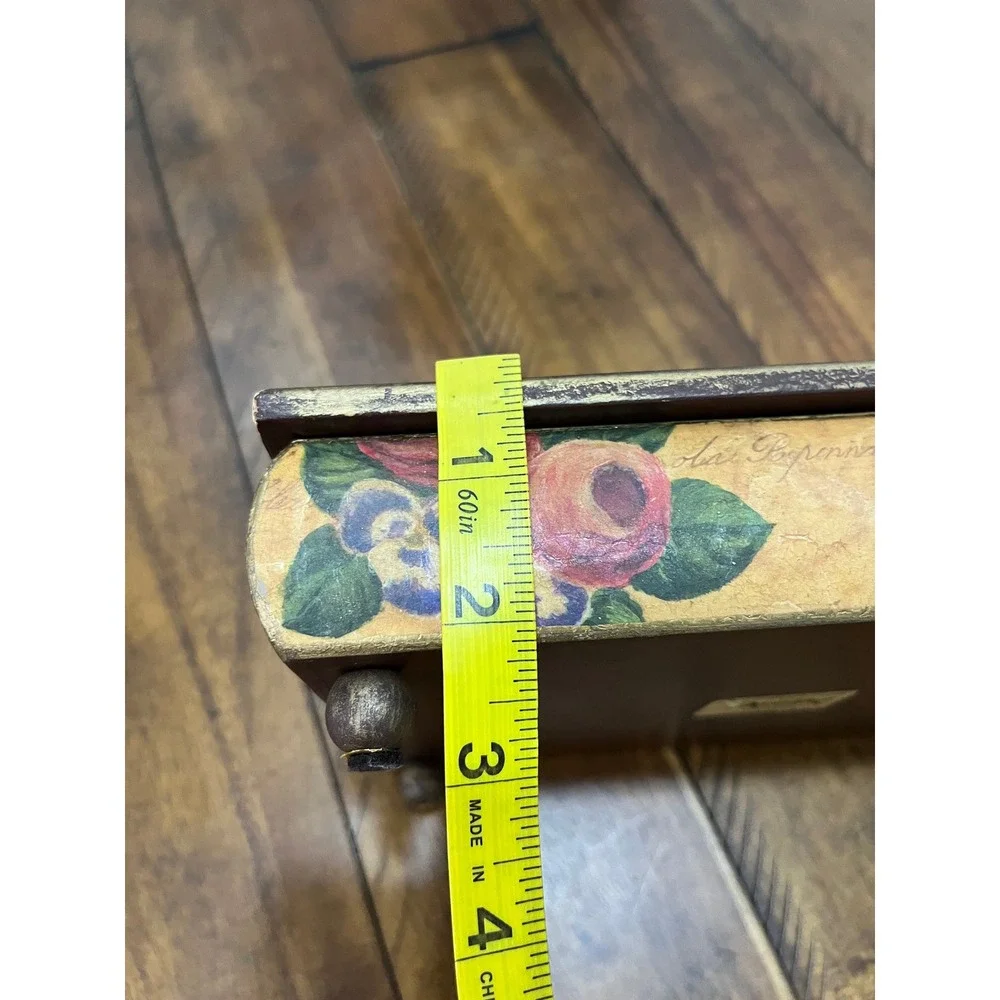 Decoline Floral Jewelry Box Unisex Medium Multicolor Good Vintage Decoupage Wood